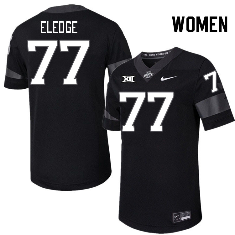 Women #77 Easton Eledge Iowa State Cyclones College Football Jerseys Stitched-Black